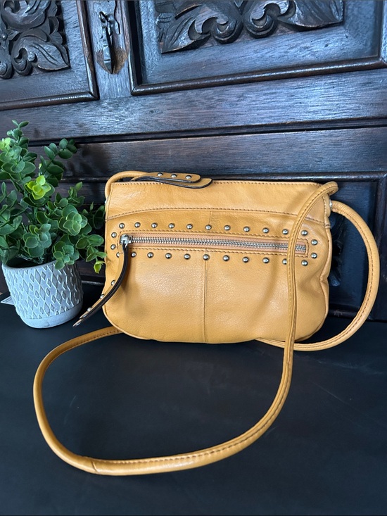 b. makowsky Handbags - B. makowsky Mustard Yellow Studded Leather Crossbody